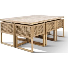 Ensemble repas de jardin CUBO - Table rectangulaire + 6 fauteuils - St