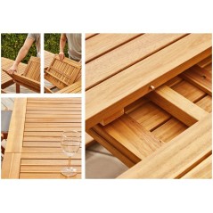 Ensemble repas de jardin - Table extensible + 8 chaises - Bois d'acaci