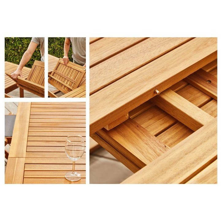 Ensemble repas de jardin - Table extensible + 8 chaises - Bois d'acacia - 8 places - LEVATA - Bocarnea Ensemble repas de jardin - Table extensible + 8 chaises - Bois d'acacia - 8 places - LEVATA - Bocarnea