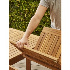 Ensemble repas de jardin - Table extensible + 8 chaises - Bois d'acaci