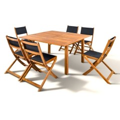 Ensemble repas de jardin TOSCANA - Table extensible + 6 chaises pliabl