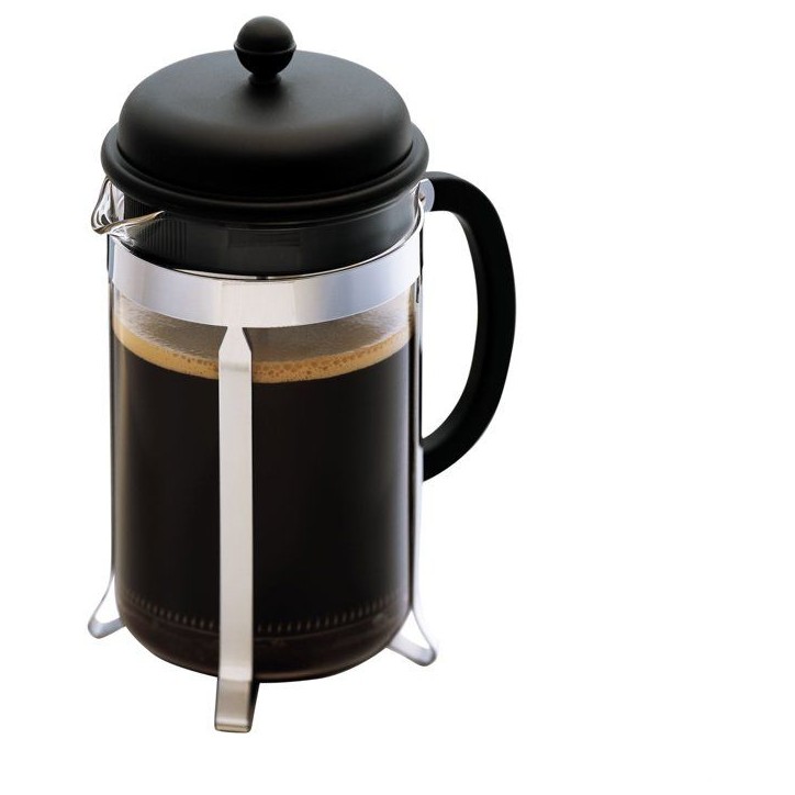 Cafetiere a piston avec couvercle en plastique - BODUM - Caffettiera - 12 tasses - 1,5 l - En tritan - Armature inox