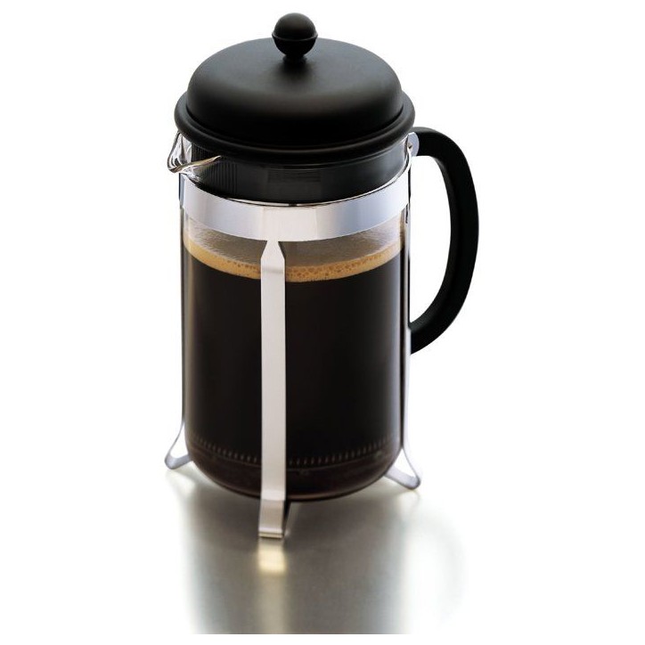 Cafetiere a piston avec couvercle en plastique - BODUM - Caffettiera - 12 tasses - 1,5 l - En tritan - Armature inox