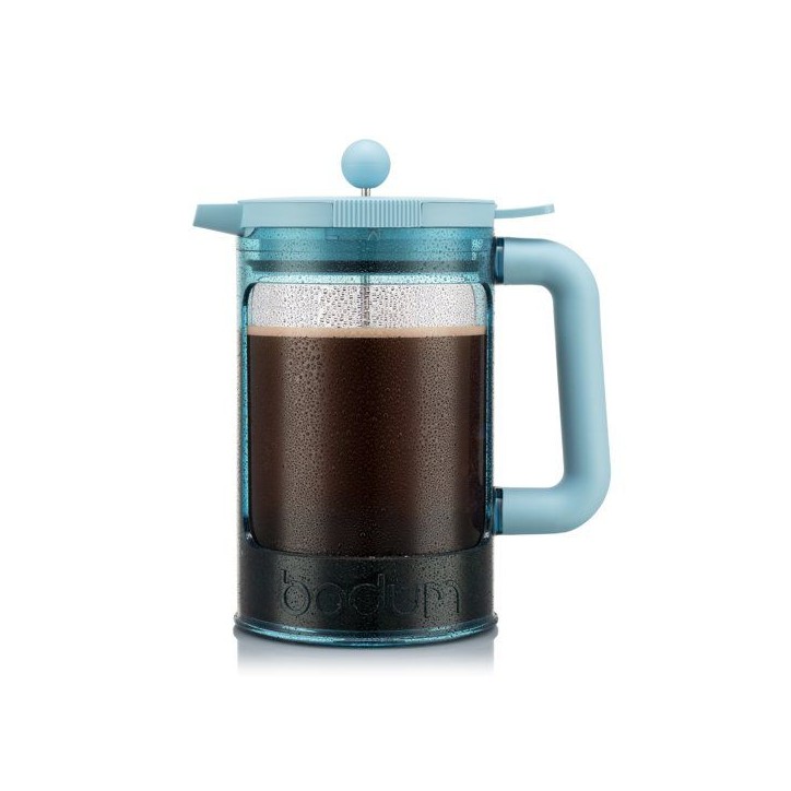 Cafetiere - BODUM - Bean Set Hot & Cold Brew - 1,5 L - 12 tasses - Avec couvercle - Bleu