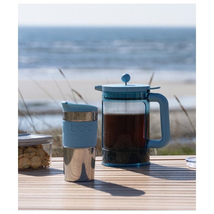 Cafetiere - BODUM - Bean Set Hot & Cold Brew - 1,5 L - 12 tasses - Avec couvercle - Bleu