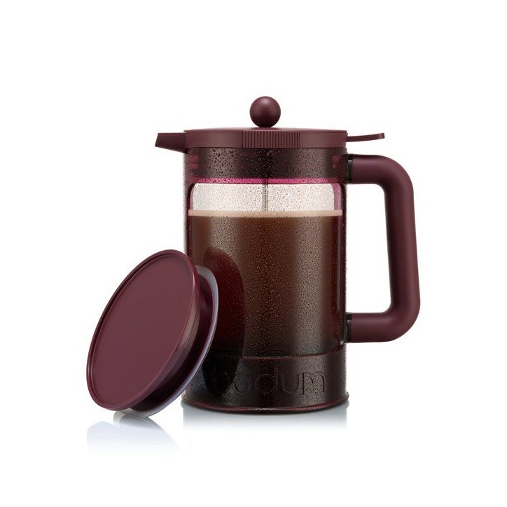 Cafetiere - BODUM - Bean Set Hot & Cold Brew - 1,5 L - 12 tasses - Avec couvercle - Rouge