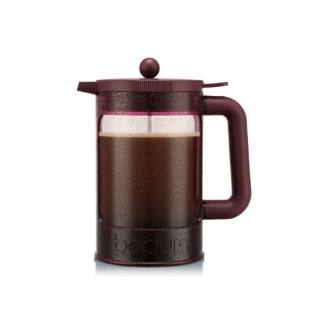 Cafetiere - BODUM - Bean Set Hot & Cold Brew - 1,5 L - 12 tasses - Avec couvercle - Rouge