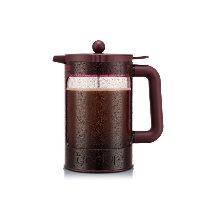 Cafetiere - BODUM - Bean Set Hot & Cold Brew - 1,5 L - 12 tasses - Avec couvercle - Rouge
