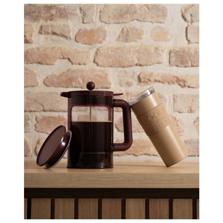 Cafetiere - BODUM - Bean Set Hot & Cold Brew - 1,5 L - 12 tasses - Avec couvercle - Rouge