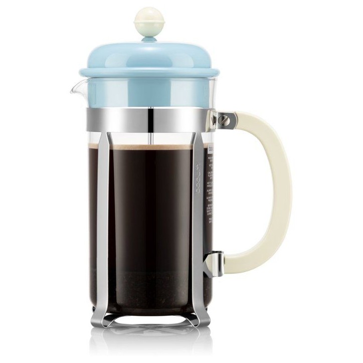 Cafetiere a piston avec verseuse - BODUM - Caffettiera - En verre - 8 tasses - 1 L - Bleu