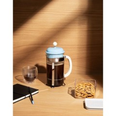Cafetiere a piston avec verseuse - BODUM - Caffettiera - En verre - 8 tasses - 1 L - Bleu