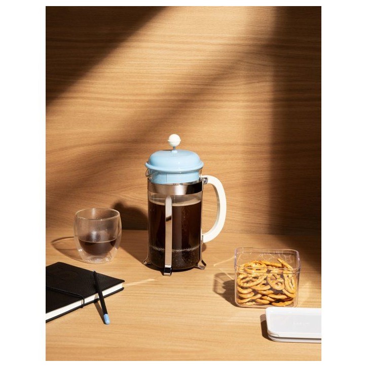 Cafetiere a piston avec verseuse - BODUM - Caffettiera - En verre - 8 tasses - 1 L - Bleu