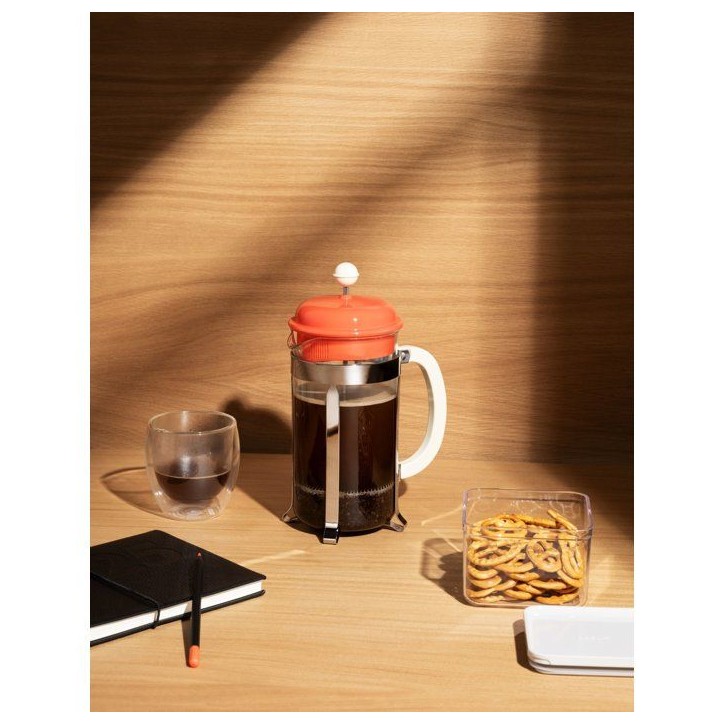 Cafetiere a piston avec verseuse - BODUM - Caffettiera - En verre - 8 tasses - 1 L - Orange