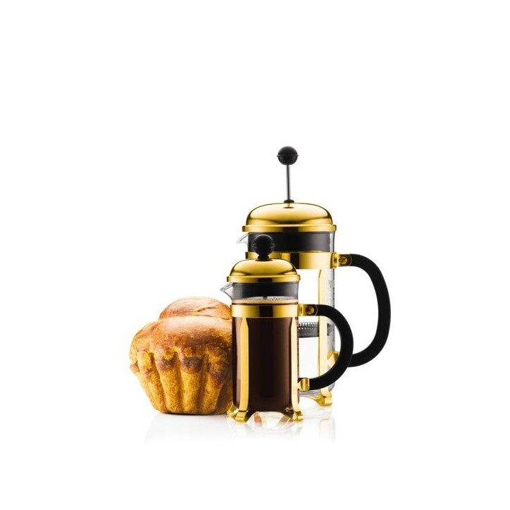 Cafetiere a piston - BODUM - Chambord - 0,35 L - 3 tasses - Acier inox - Or Cafetiere a piston - BODUM - Chambord - 0,35 L - 3 tasses - Acier inox - Or