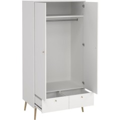 Armoire de chambre - BODO - Blanc mat - 2 portes - 2 tiroirs - 98,7 x