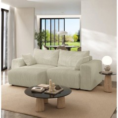 Canapé fixe d'angle réversible - 4 places - BOGOTA - Tissu Creme - 227 x 138 x 86 cm