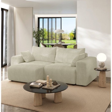 Canapé fixe d'angle réversible - 4 places - BOGOTA - Tissu Creme - 227 x 138 x 86 cm