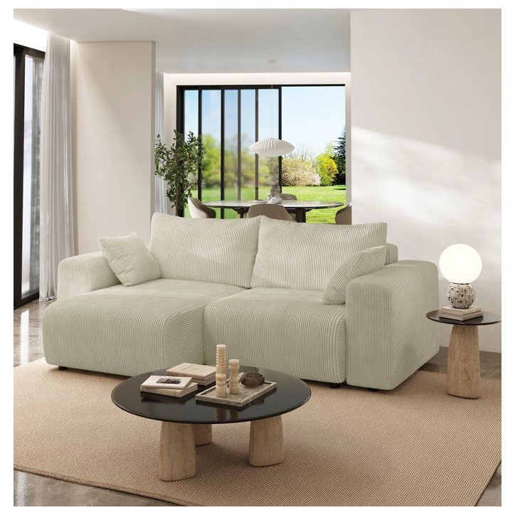 Canapé fixe d'angle réversible - 4 places - BOGOTA - Tissu Creme - 227 x 138 x 86 cm Canapé fixe d'angle réversible - 4 places - BOGOTA - Tissu Creme - 227 x 138 x 86 cm