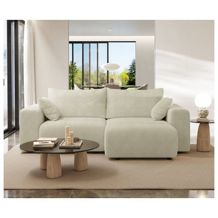 Canapé fixe d'angle réversible - 4 places - BOGOTA - Tissu Creme - 227 x 138 x 86 cm Canapé fixe d'angle réversible - 4 places - BOGOTA - Tissu Creme - 227 x 138 x 86 cm