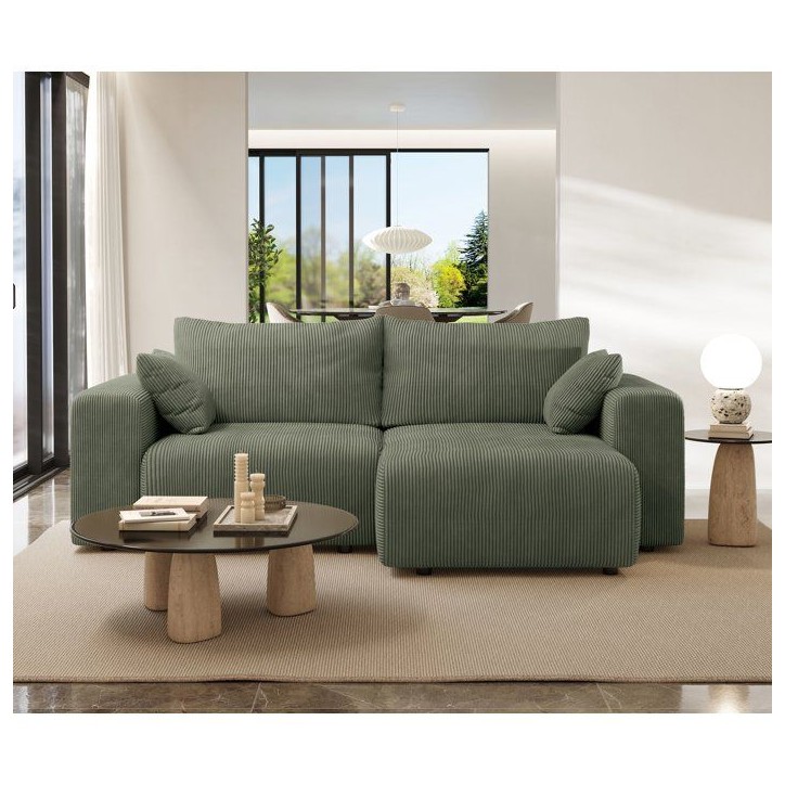 Canapé fixe d'angle réversible - 4 places - BOGOTA - Tissu Vert - 227 x 138 x 86 cm Canapé fixe d'angle réversible - 4 places - BOGOTA - Tissu Vert - 227 x 138 x 86 cm