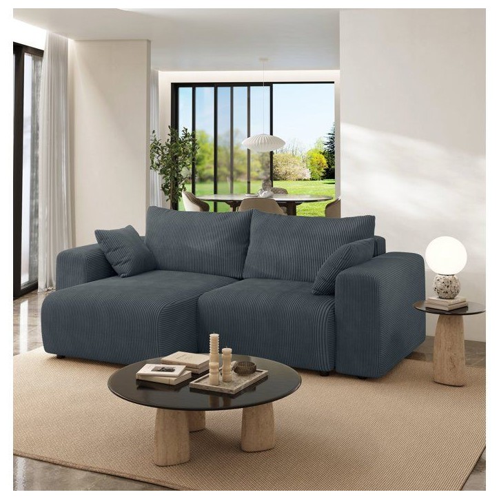 Canapé fixe d'angle réversible - 4 places - BOGOTA - Tissu Gris anthracite - 227 x 138 x 86 cm Canapé fixe d'angle réversible - 4 places - BOGOTA - Tissu Gris anthracite - 227 x 138 x 86 cm