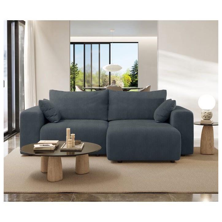 Canapé fixe d'angle réversible - 4 places - BOGOTA - Tissu Gris anthracite - 227 x 138 x 86 cm Canapé fixe d'angle réversible - 4 places - BOGOTA - Tissu Gris anthracite - 227 x 138 x 86 cm