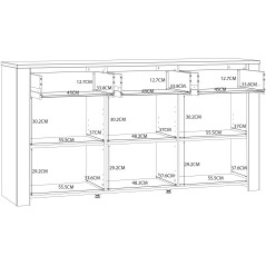 Buffet BOHOL Blanc – 3 Portes & 3 Tiroirs – L 166,1 × P 42 × H 8