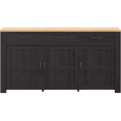 Buffet BOHOL Noir – 3 Portes & 3 Tiroirs – L 166,1 × P 47 × H 87