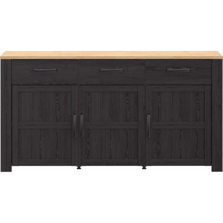 Buffet BOHOL Noir – 3 Portes & 3 Tiroirs – L 166,1 × P 47 × H 87