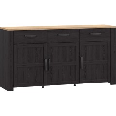 Buffet BOHOL Noir – 3 Portes & 3 Tiroirs – L 166,1 × P 47 × H 87