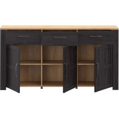 Buffet BOHOL Noir – 3 Portes & 3 Tiroirs – L 166,1 × P 47 × H 87