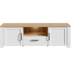 Meuble TV BOHOL Blanc – 2 Portes + 1 Tiroir + 1 Niche – L 166,1 ×