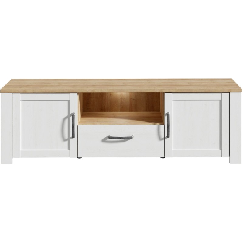Meuble TV BOHOL Blanc – 2 Portes + 1 Tiroir + 1 Niche – L 166,1 ×