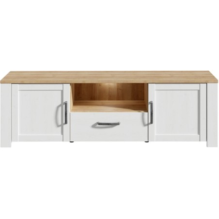 Meuble TV BOHOL Blanc – 2 Portes + 1 Tiroir + 1 Niche – L 166,1 ×