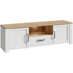 Meuble TV BOHOL Blanc – 2 Portes + 1 Tiroir + 1 Niche – L 166,1 ×