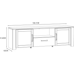 Meuble TV BOHOL Blanc – 2 Portes + 1 Tiroir + 1 Niche – L 166,1 ×