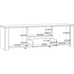 Meuble TV BOHOL Blanc – 2 Portes + 1 Tiroir + 1 Niche – L 166,1 ×