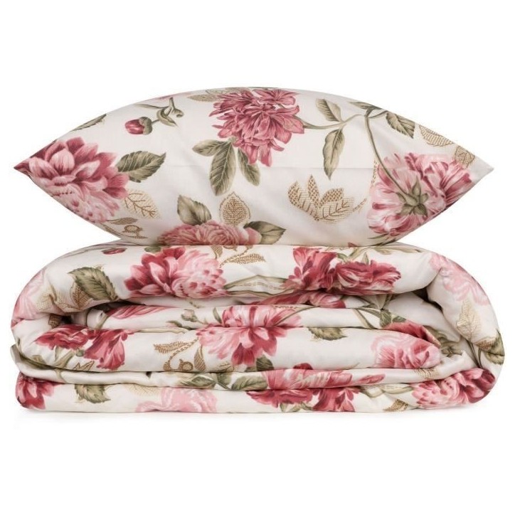 Parure de lit - 1 housse de couette 220 x 240 cm + 2 taies d'oreiller 60 x 60 cm - 65% coton, 35% polyester - Creme