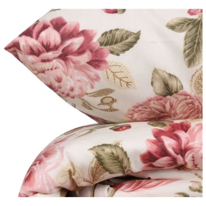 Parure de lit - 1 housse de couette 220 x 240 cm + 2 taies d'oreiller 60 x 60 cm - 65% coton, 35% polyester - Creme