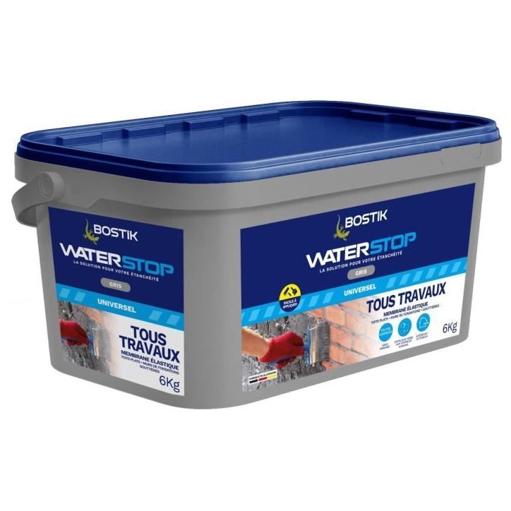 Membrane d'étanchéité - BOSTIK - Waterstop - Réparation fuites - Seau 6 kg - Gris Membrane d'étanchéité - BOSTIK - Waterstop - Réparation fuites - Seau 6 kg - Gris
