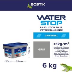 Membrane d'étanchéité - BOSTIK - Waterstop - Réparation fuites - Seau 6 kg - Gris