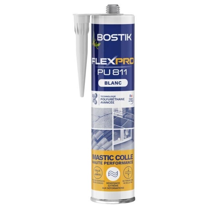 Mastic colle/joint - BOSTIK - Flexpro PU811 - Tous matériaux - Intérieur/extérieur - Blanc - 300 ml Mastic colle/joint - BOSTIK - Flexpro PU811 - Tous matériaux - Intérieur/extérieur - Blanc - 300 ml