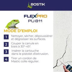 Mastic colle/joint - BOSTIK - Flexpro PU811 - Tous matériaux - Intér