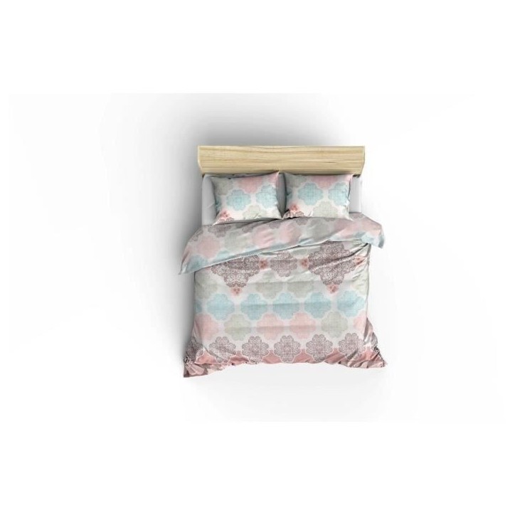 Parure de lit - 1 housse de couette 220x240 cm + 2 taies d'oreiller 60x60 cm - 70% coton, 30% polyester - Turquoise Parure de lit - 1 housse de couette 220x240 cm + 2 taies d'oreiller 60x60 cm - 70% coton, 30% polyester - Turquoise