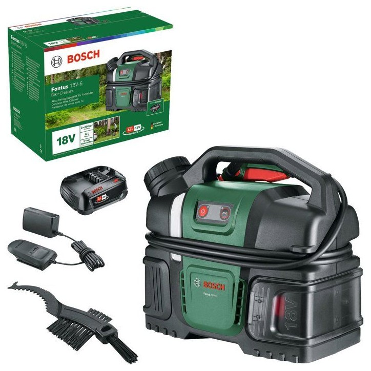 Nettoyeur a pression (de vélo) sans fil BOSCH - Fontus 18V-6 - Batterie 18V 2.0Ah + chargeur AL1820 - Réservoir 6L