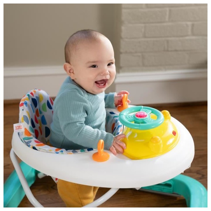 BRIGHT STARTS Trotteur bébé évolutif et pliable 2-en-1 - Lumieres et Sons - Jouet d'éveil amovible, Musique, Hauteur Réglab