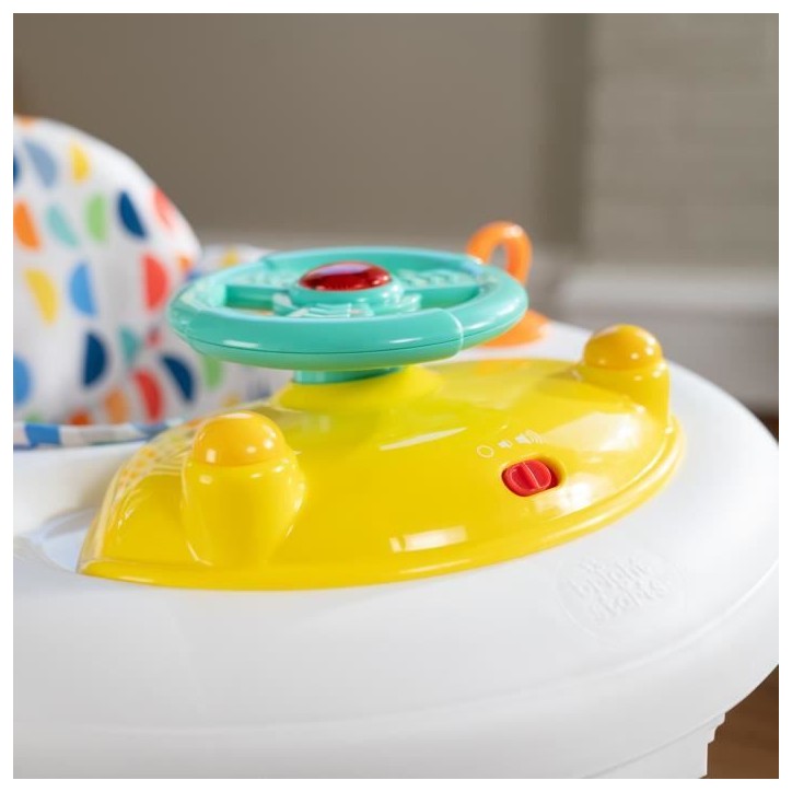 BRIGHT STARTS Trotteur bébé évolutif et pliable 2-en-1 - Lumieres et Sons - Jouet d'éveil amovible, Musique, Hauteur Réglab