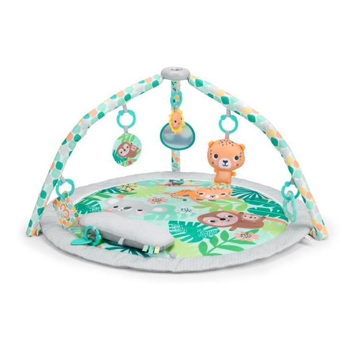 BRIGHT STARTS Tapis d'éveil bébé au sol évolutif pliable- Foret tropicale- arche avec jouets sensoriels et musicaux ,miroir BRIGHT STARTS Tapis d'éveil bébé au sol évolutif pliable- Foret tropicale- arche avec jouets sensoriels et musicaux ,miroir