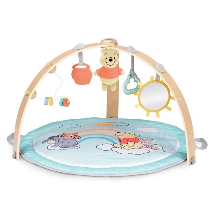 DISNEY BABY- WINNIE- Tapis d'éveil bébé au sol reversible évolutif pliable- arche en bois- jouets sensoriels et musicaux, mi