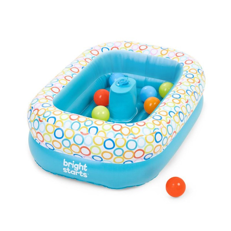 BRIGHT STARTS- Baignoire gonflable avec pompe intégré, 8 balles de j